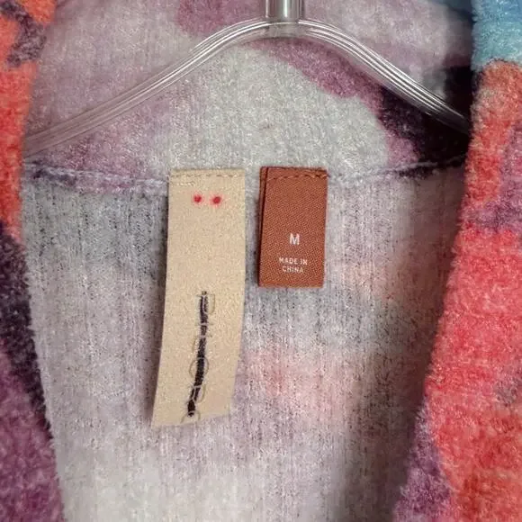 Anthropologie Pilcro Purple Floral Ribbed Velvet Shirt Women's M Mock Neck NEW - Picture 4 of 7